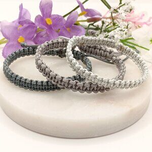 Macrame Cord Bracelet – Gray Shades | Waterproof & Adjustable